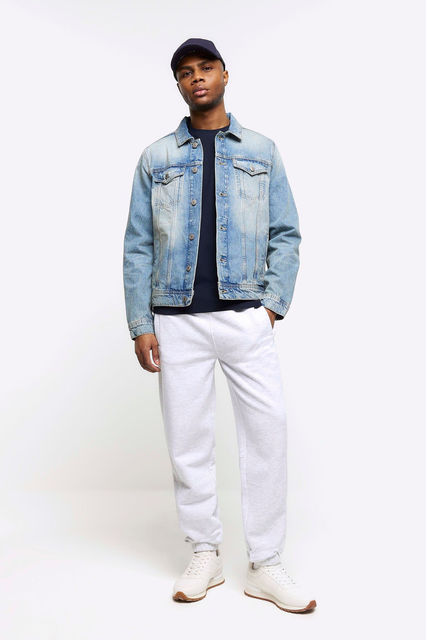 Buy River Island Blue Regular Fit Classic Denim Jacket from the Next UK online shop