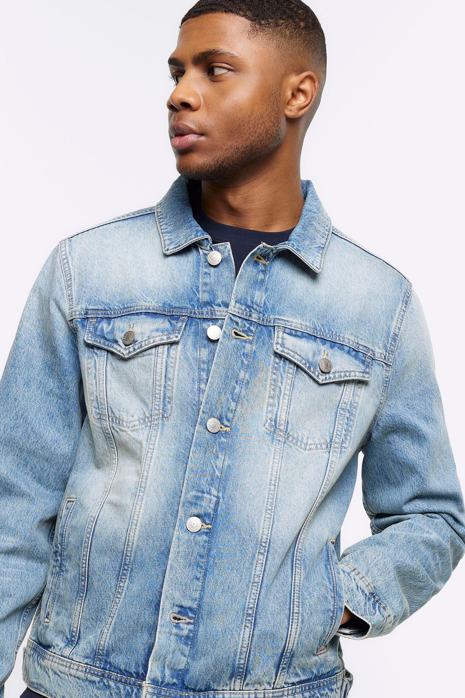 Buy River Island Blue Regular Fit Classic Denim Jacket from Next Canada