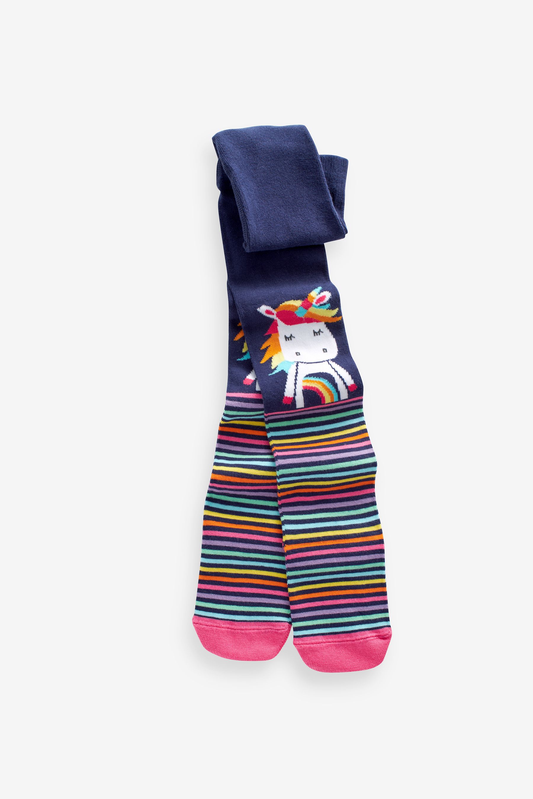 Buy Pink and Navy Cotton Rich Unicorn Tights 3 Pack from the Next UK online shop