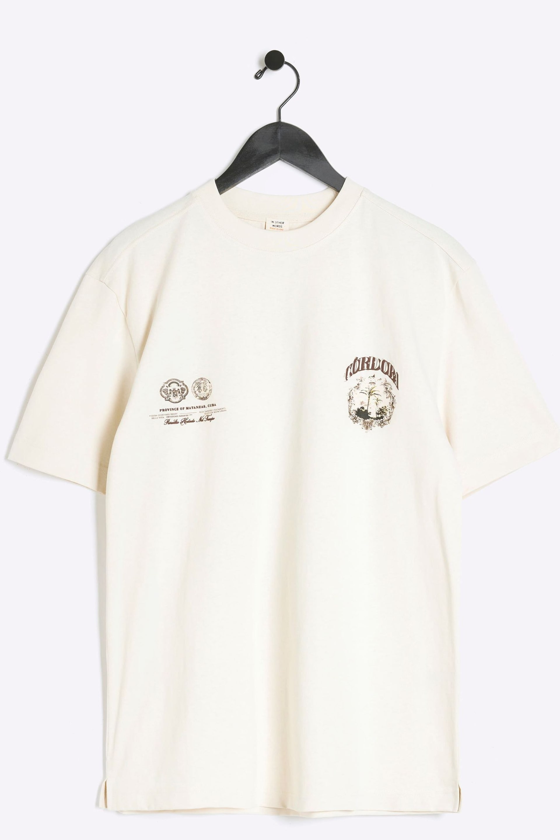 River Island Cream Regular Fit Ecru Cordoba T-Shirt - Image 5 of 6