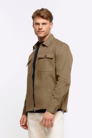 River Island Brown Zipper Front Overshirt - Image 1 of 6