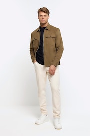 River Island Brown Zipper Front Overshirt - Image 4 of 6