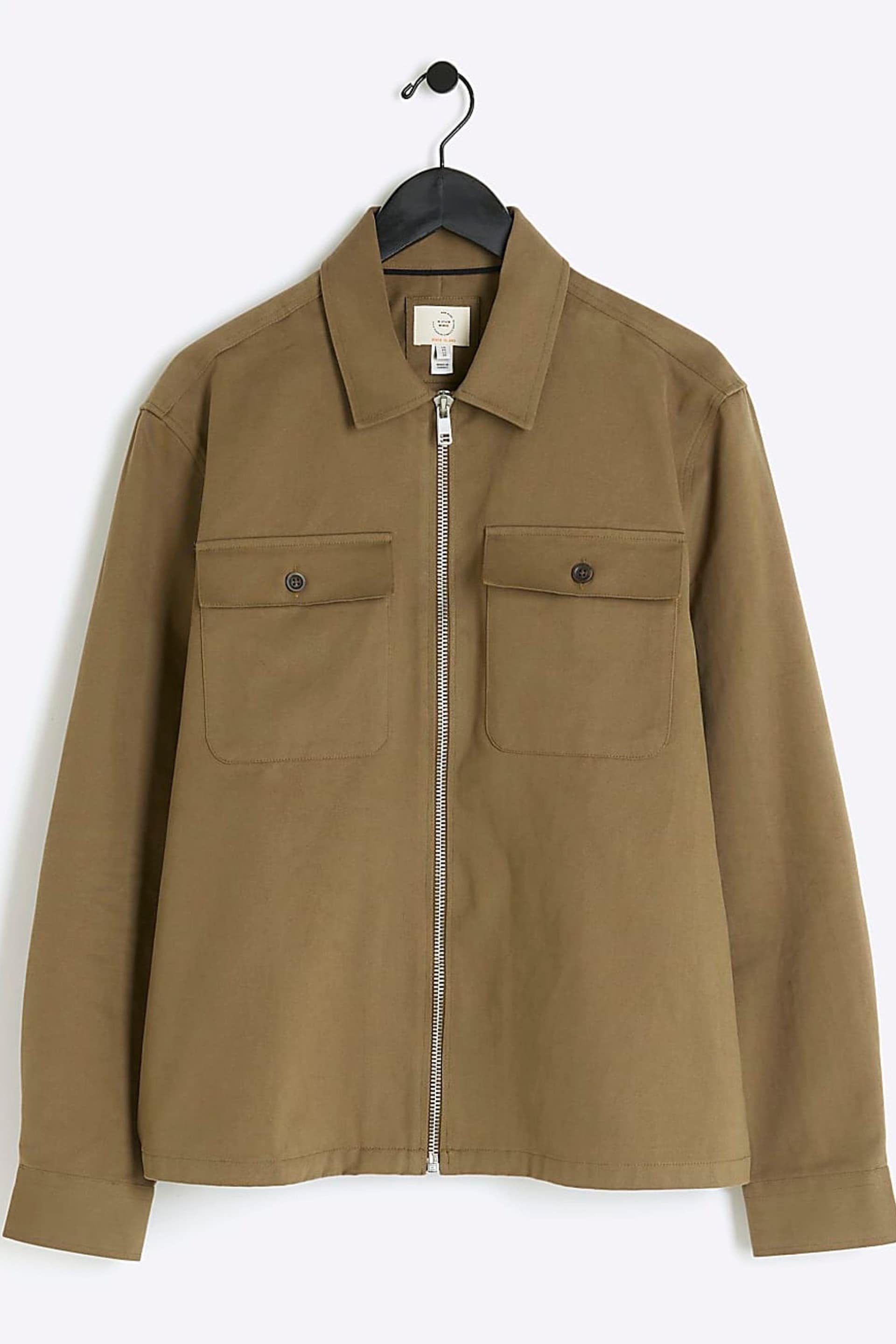 River Island Brown Zipper Front Overshirt - Image 5 of 6