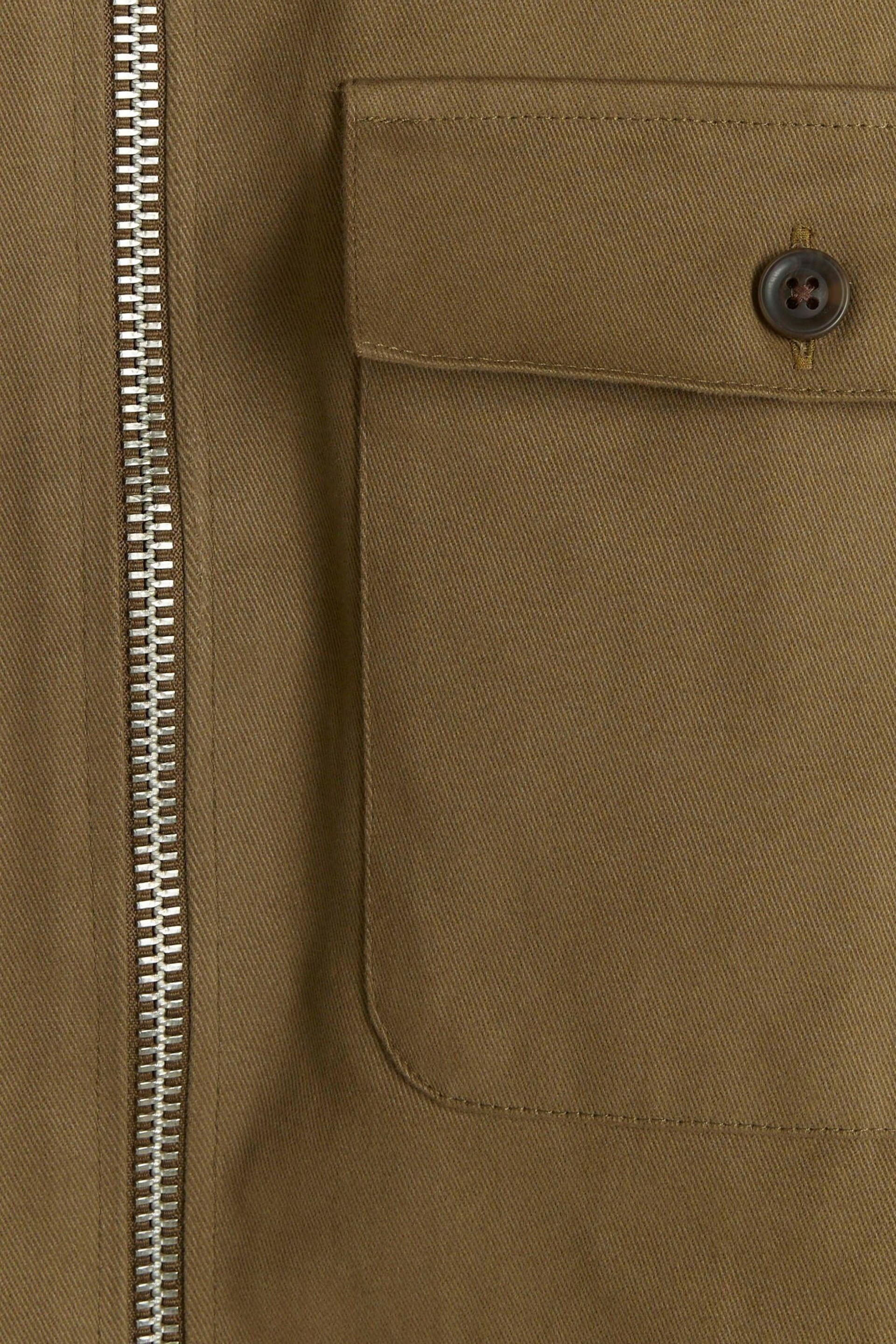 River Island Brown Zipper Front Overshirt - Image 6 of 6