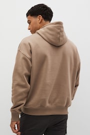 Stone Natural Oversized Jersey Cotton Rich Overhead Hoodie - Image 2 of 7