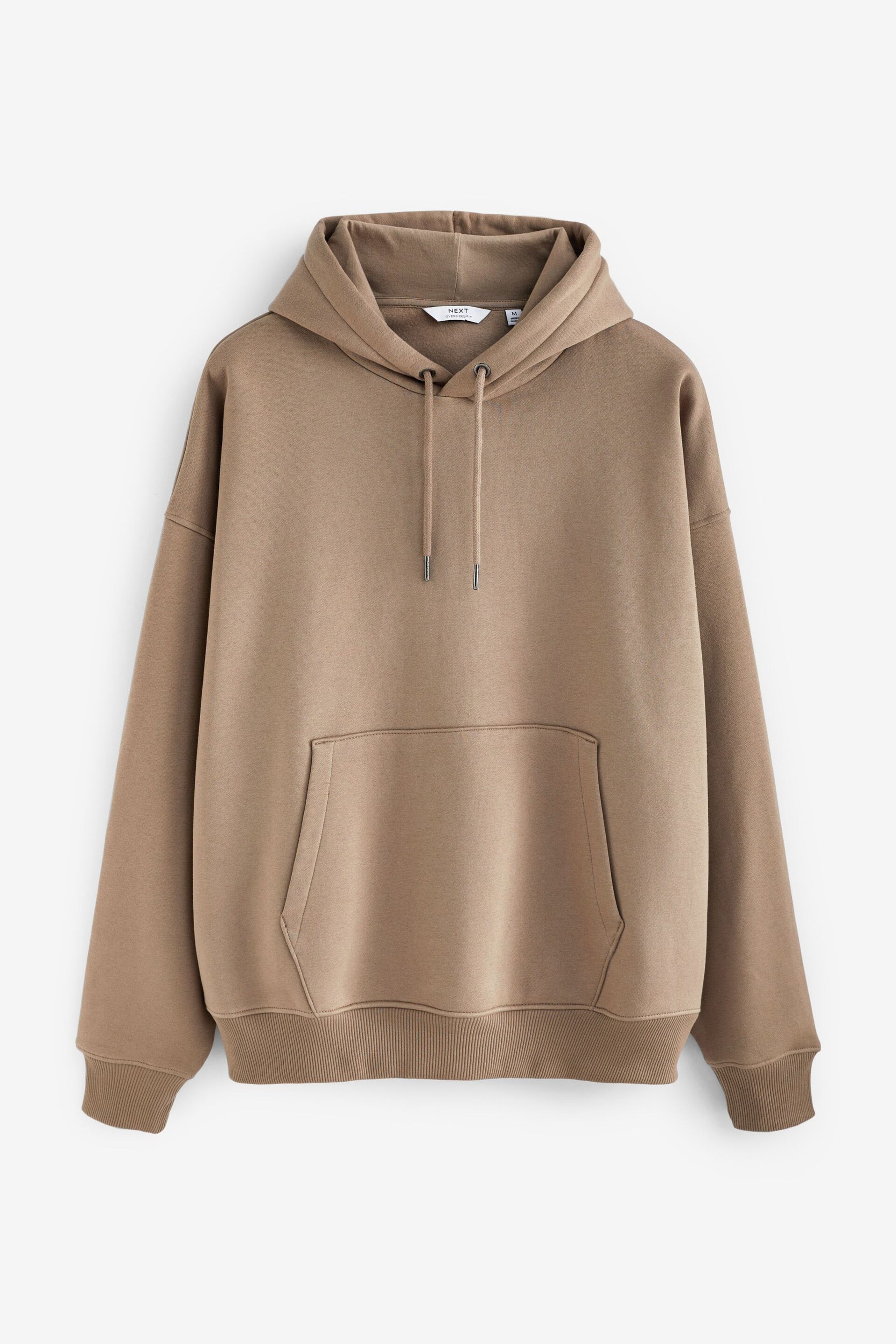 Stone Natural Oversized Jersey Cotton Rich Overhead Hoodie - Image 4 of 7