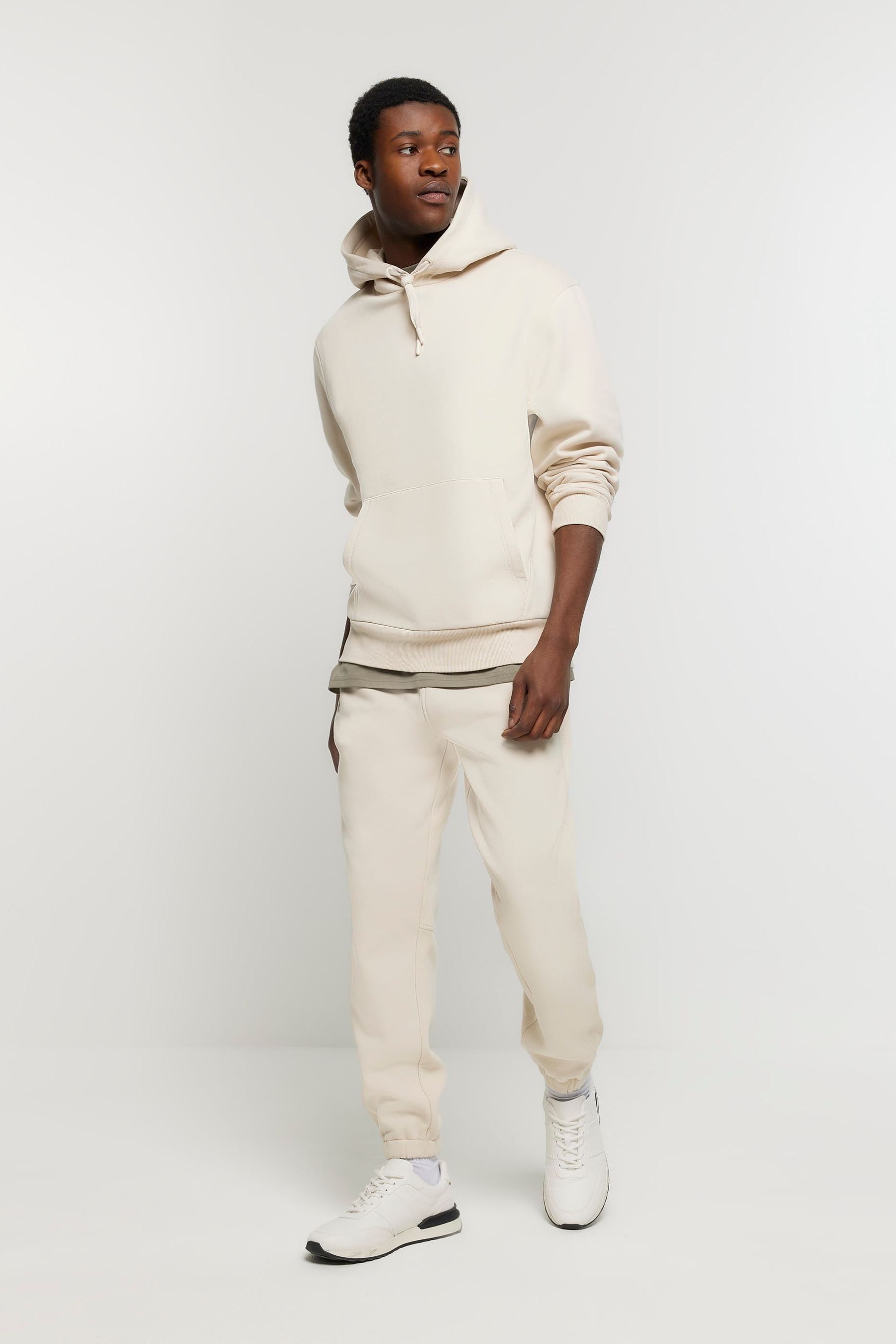 Cream cotton joggers sale