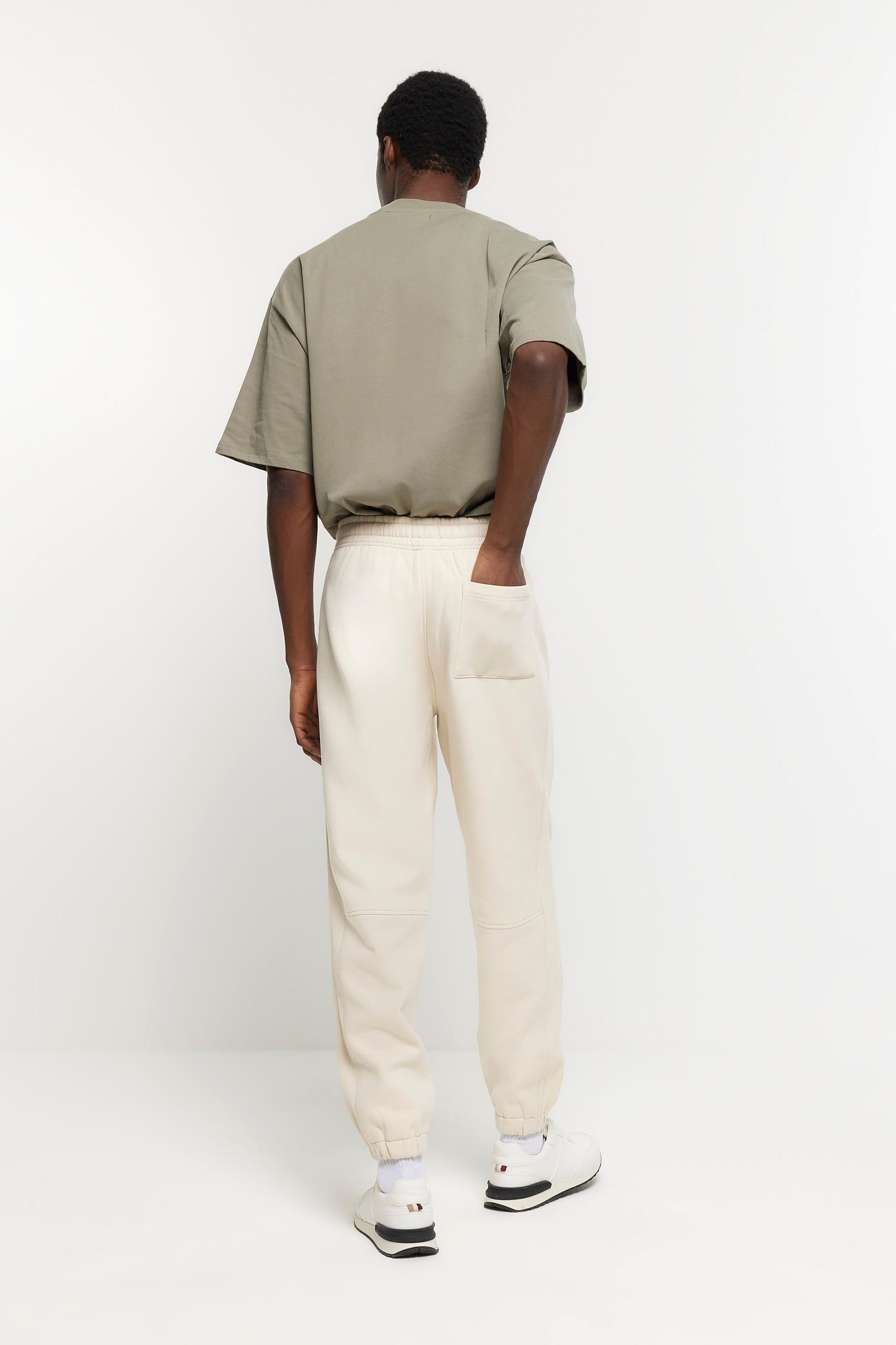 Cream cotton joggers hot sale