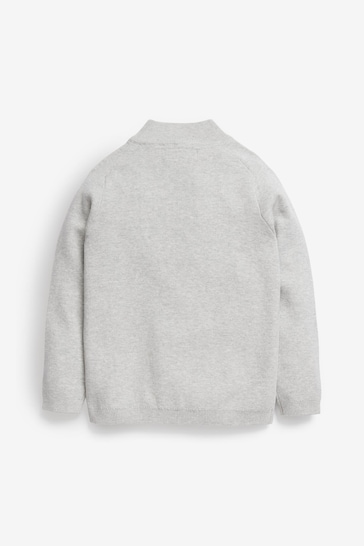 Grey Zip Through Knitted Cardigan (3-16yrs)