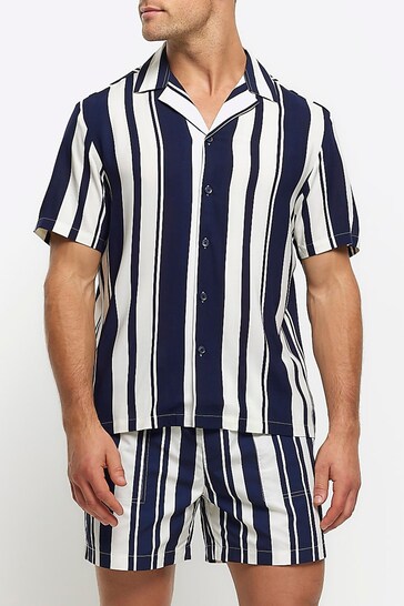 River Island Blue Beach Stripe Shirt