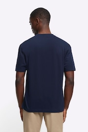 River Island Stone/White/Navy 3 Pack Regular Fit T-Shirts - Image 3 of 4