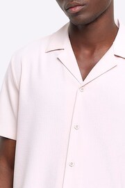 River Island Pink Short Sleeve Seersucker Revere Shirt - Image 4 of 4