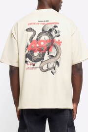 River Island Natural Oversized Snake Skull T-Shirt - Image 1 of 3