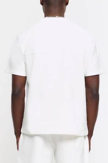 River Island White Regular Fit Cut and Sew Blocked T-Shirt