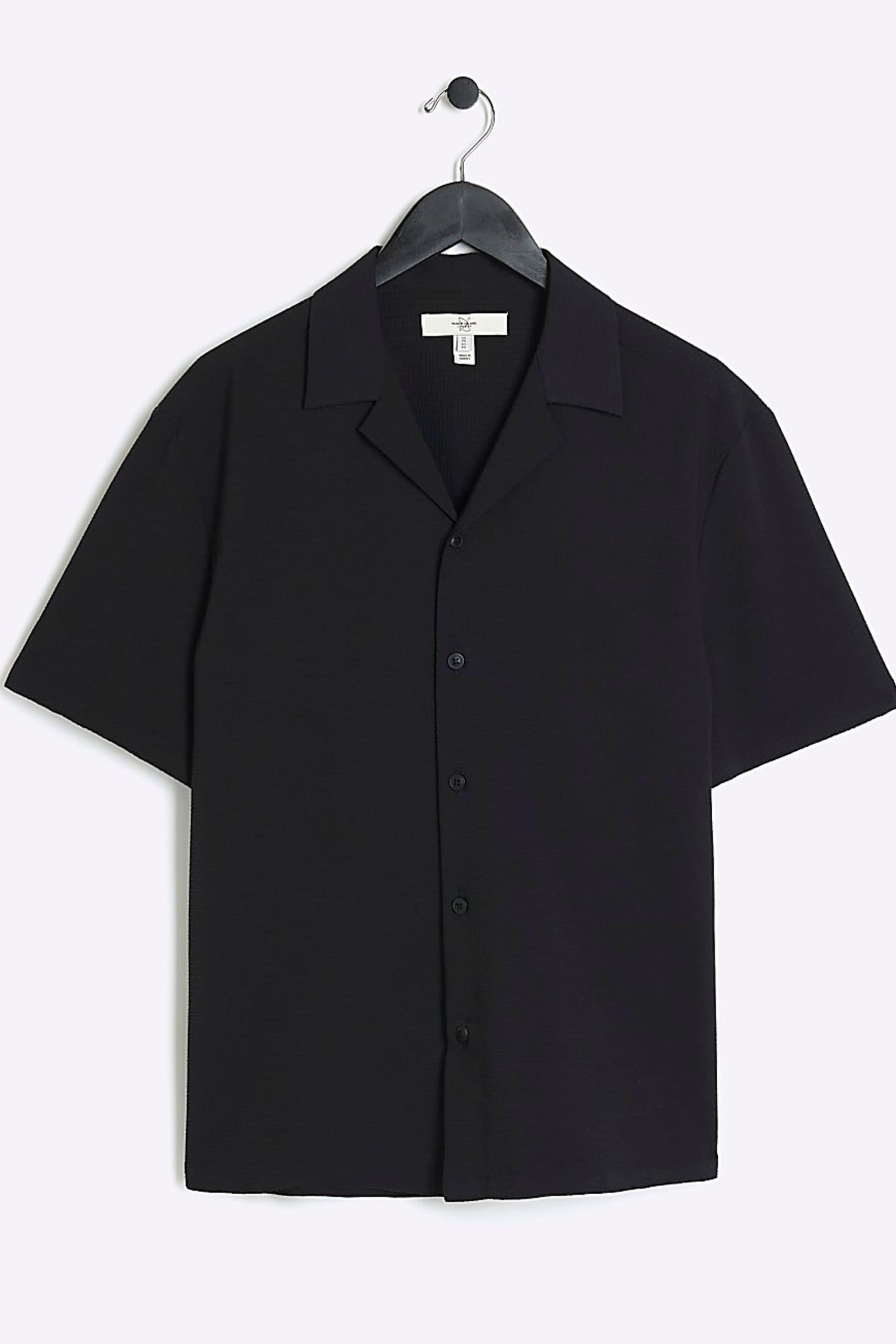 River Island Black Seersucker Revere Shirt - Image 5 of 6