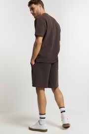 River Island Brown Regular Fit Washed Waffle T-Shirt - Image 2 of 4