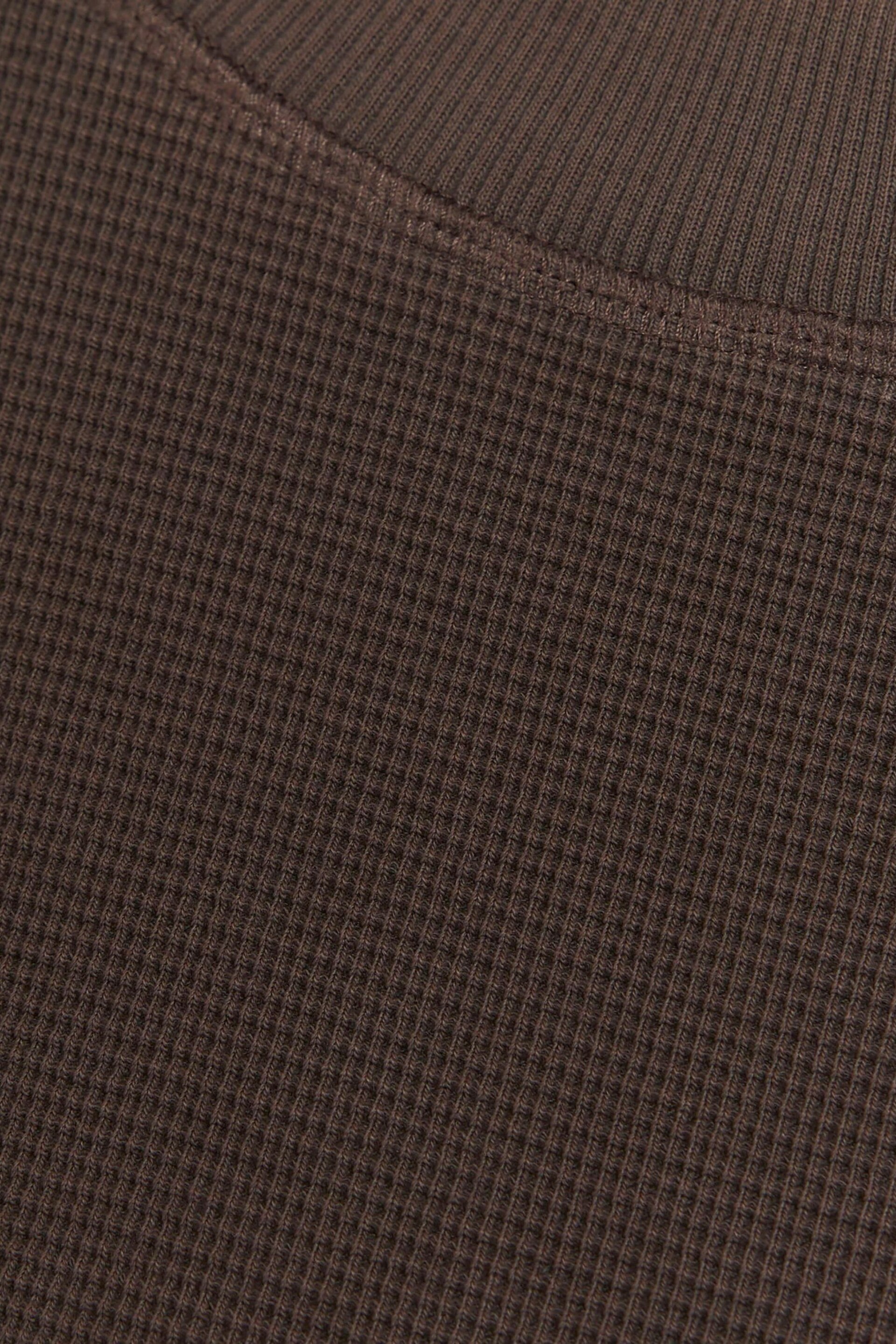 River Island Brown Regular Fit Washed Waffle T-Shirt - Image 4 of 4