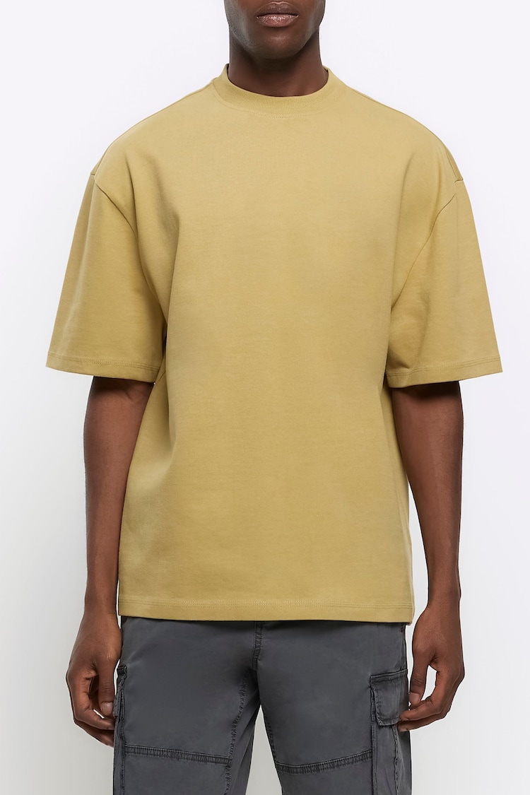 River Island Green Oversized 100% Cotton Studio T-Shirt - Image 1 of 4