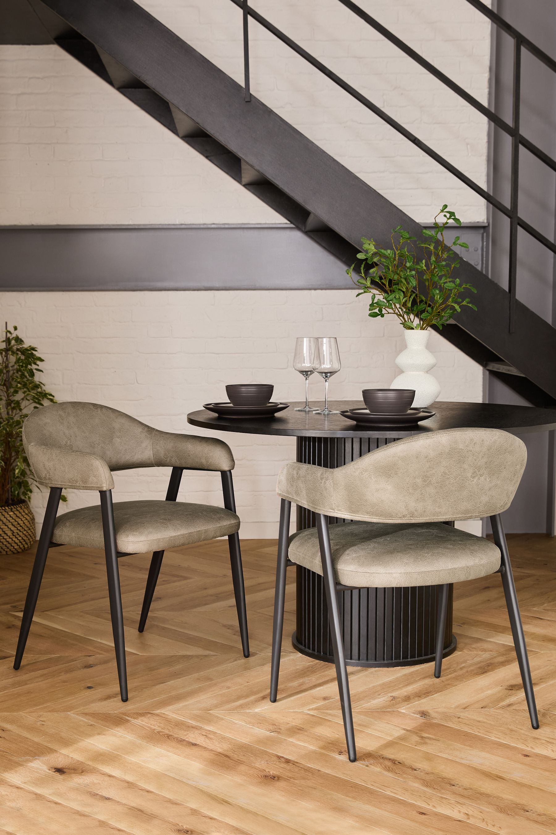 Buy Set of 2 Monza Faux Leather Mink Brown Nora Dining Chairs from the Next UK online shop
