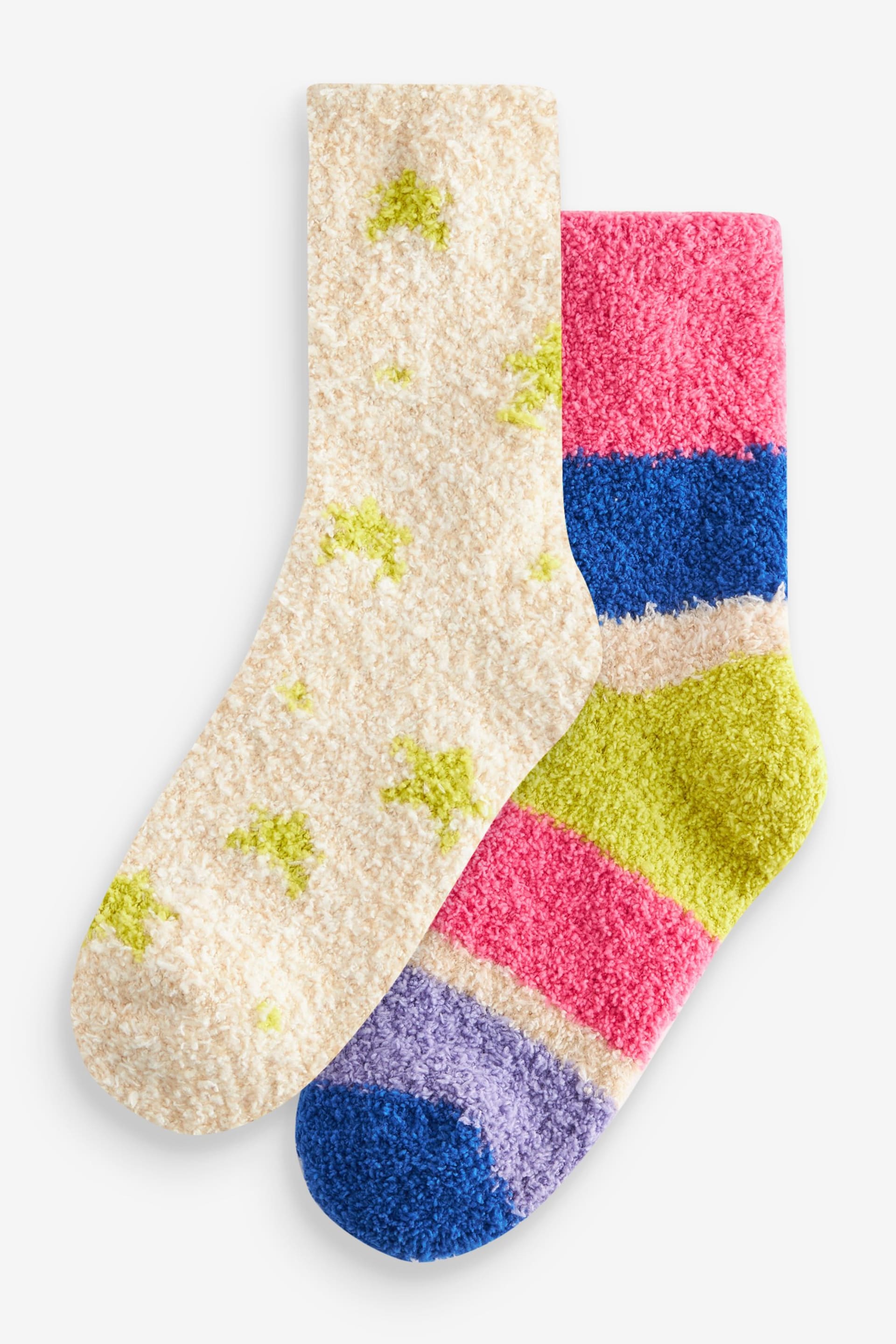 Multi Bright Stripe Cosy Socks 2 Pack - Image 1 of 3