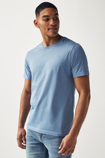 Blue Mid Slim Essential Crew Neck T-Shirt