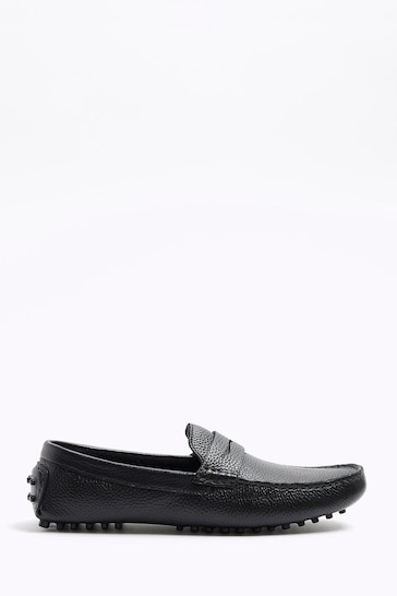 River Island Black Leather Driver Shoes