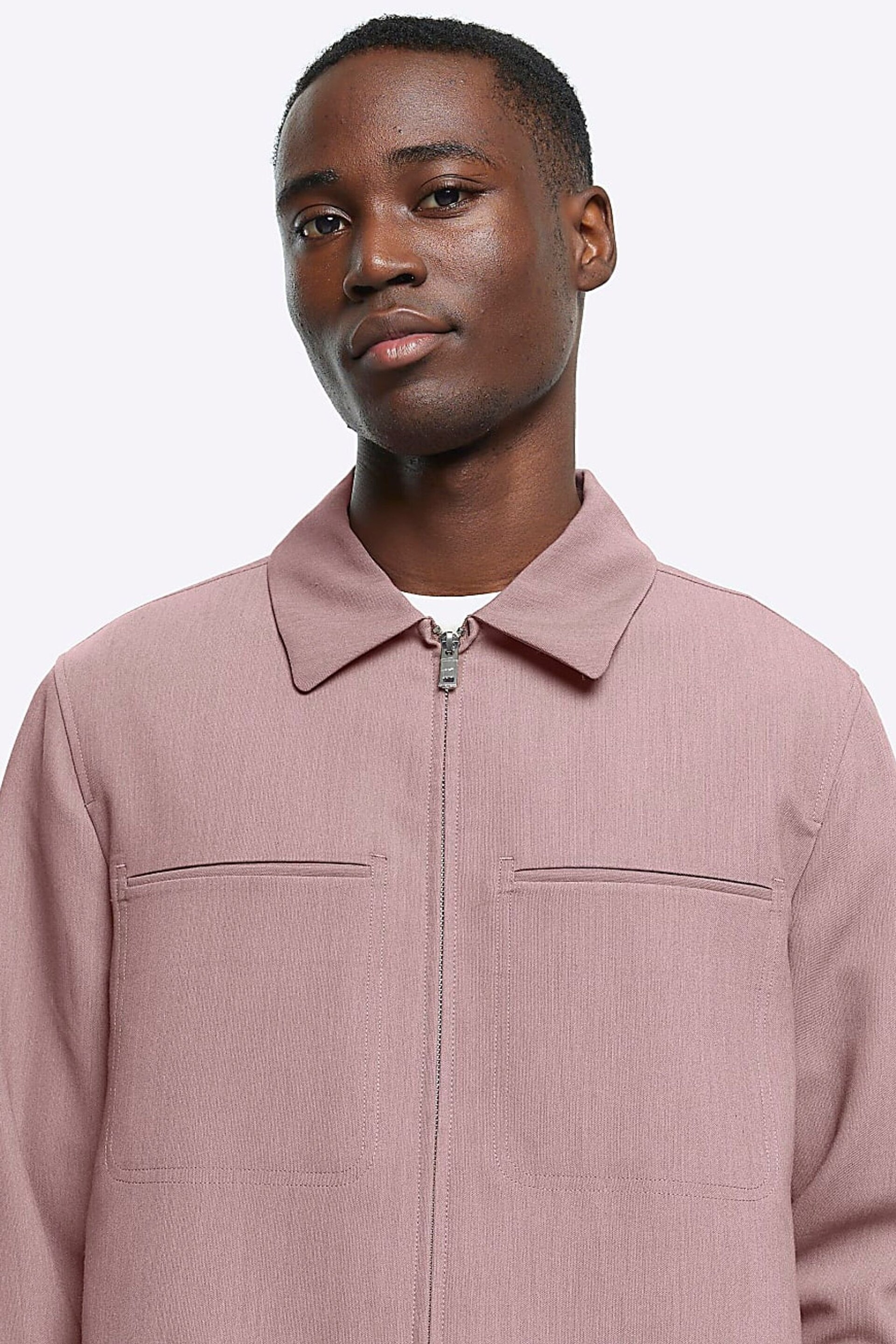 River Island Pink Long Sleeve Essential Crew Jacket - Image 4 of 6