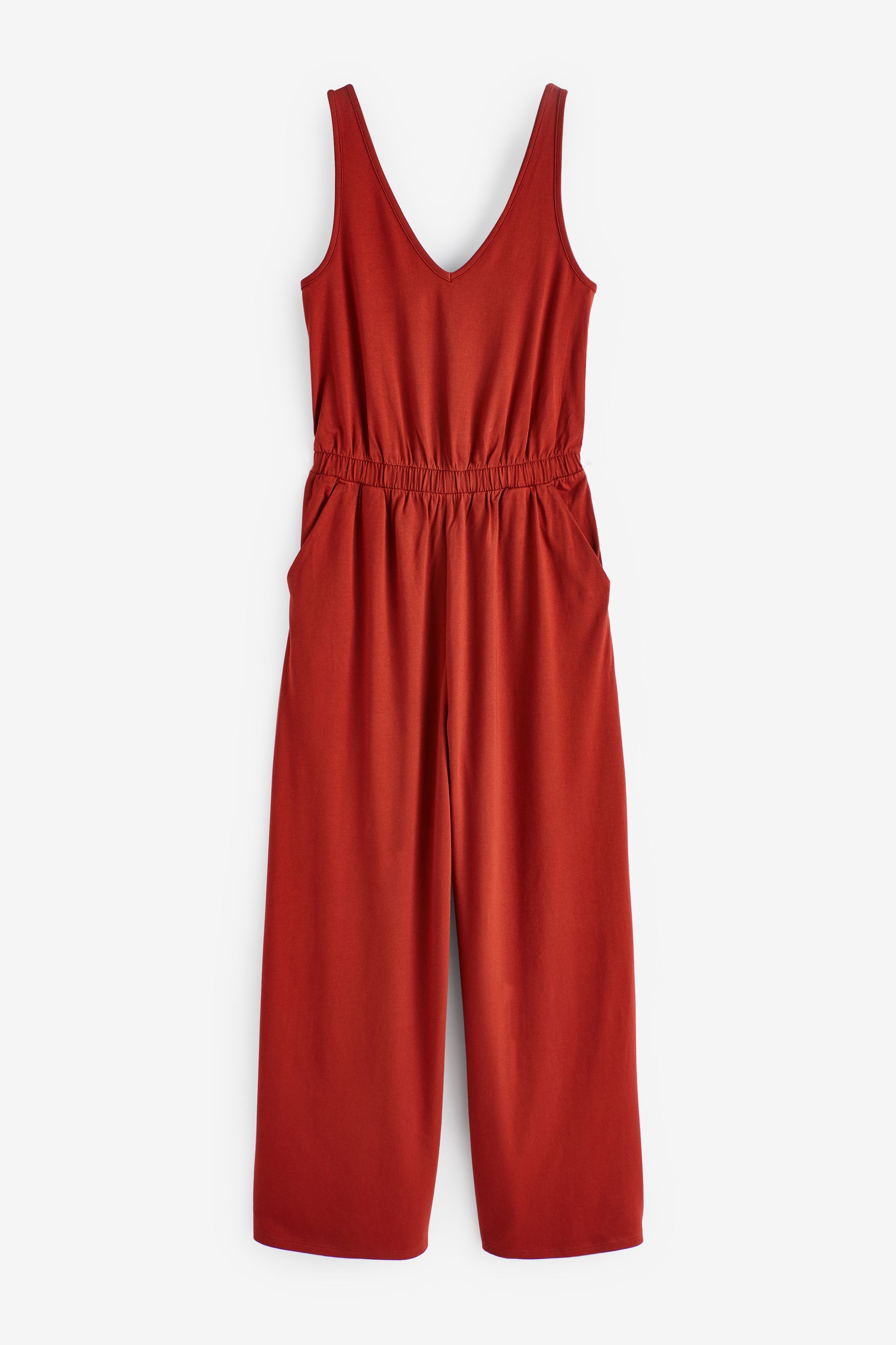 Buy Red Rust Jersey Wide Leg V Neck Sleeveless Jumpsuit from the Next UK online shop