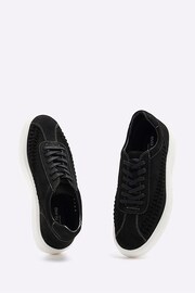 River Island Black Leather Leather Weave Detail Cupsole Trainers - Image 3 of 6