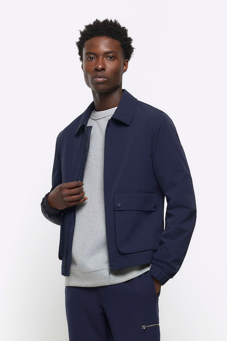 River Island Blue Regular Fit Easy Stretch Jacket - Image 1 of 4