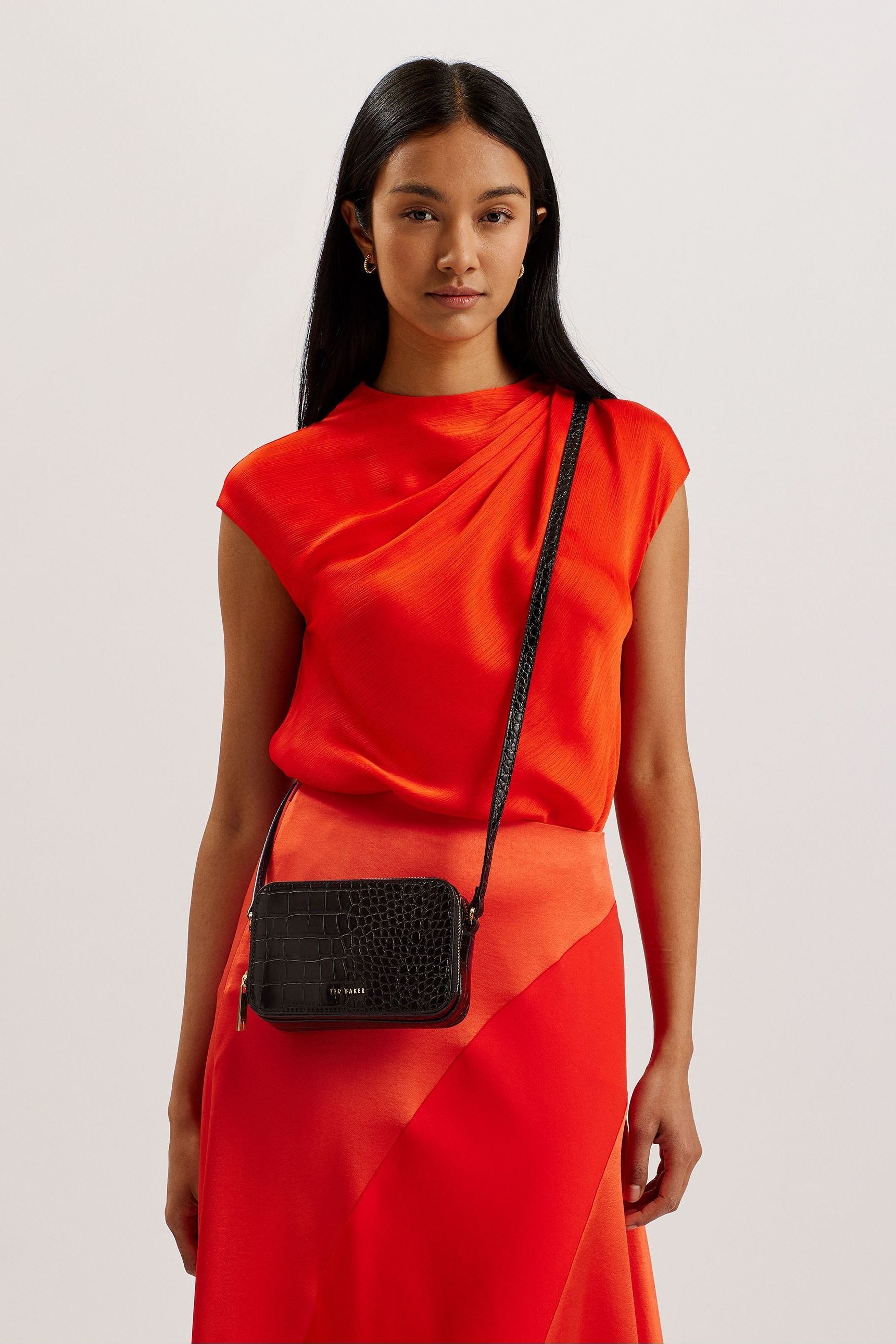 Ted Baker London Stina Crossbody Embossed Faux Leather Double Zip