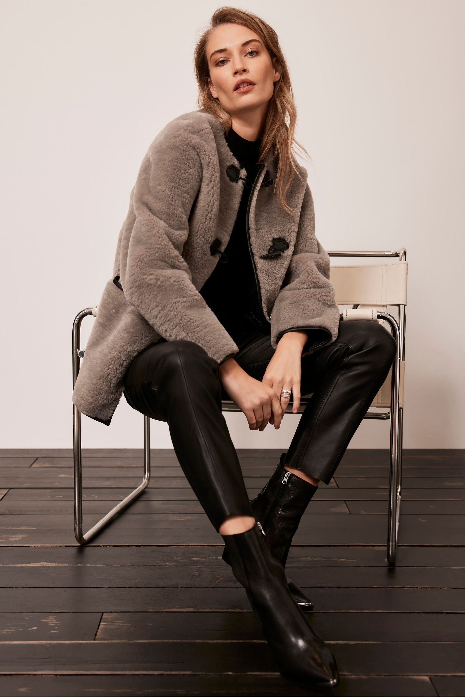 Buy Mint Velvet Grey Borg Buckle Jacket from Next Lithuania