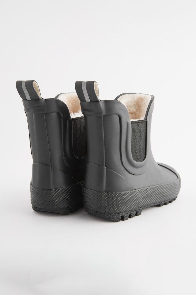 Black Plain Warm Lined Ankle Wellies - Image 3 of 4