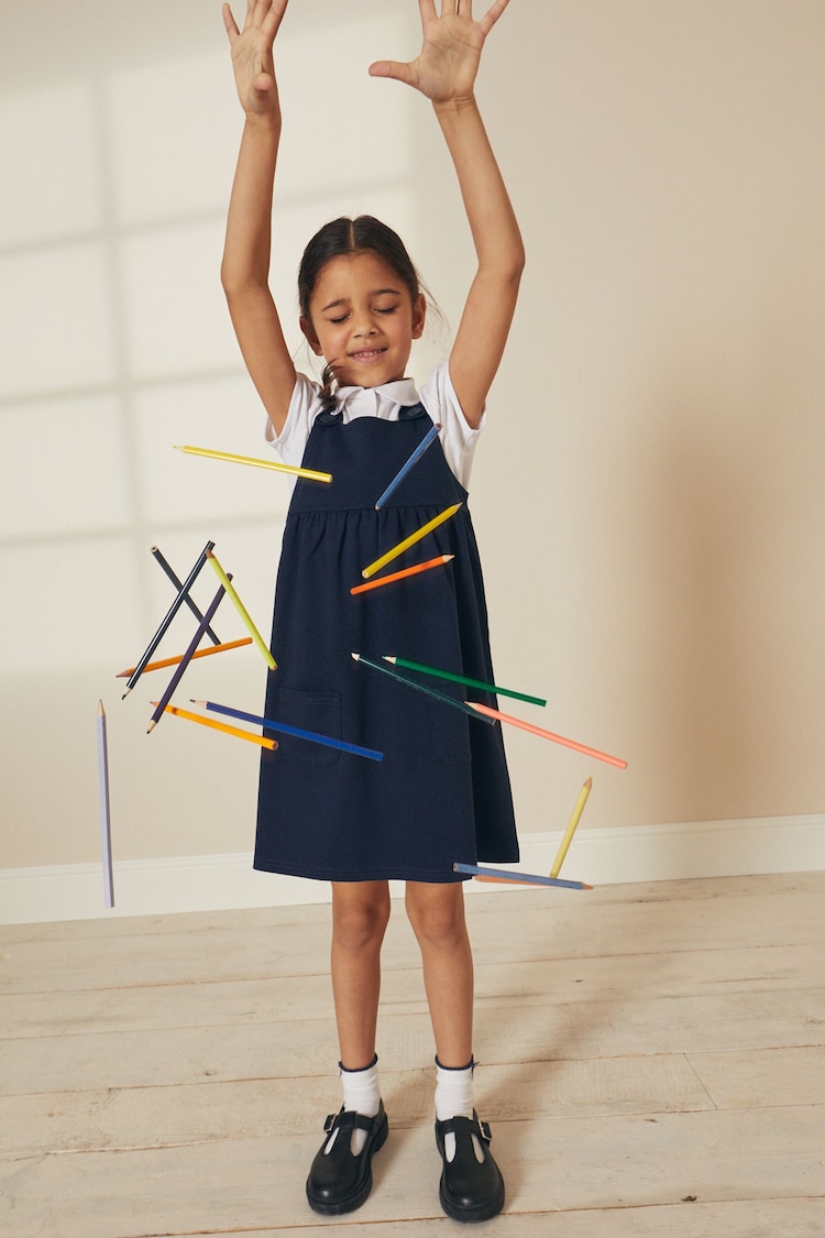 Navy Blue Jersey Stretch Pinafore School Dress (3-14yrs) - Image 2 of 8