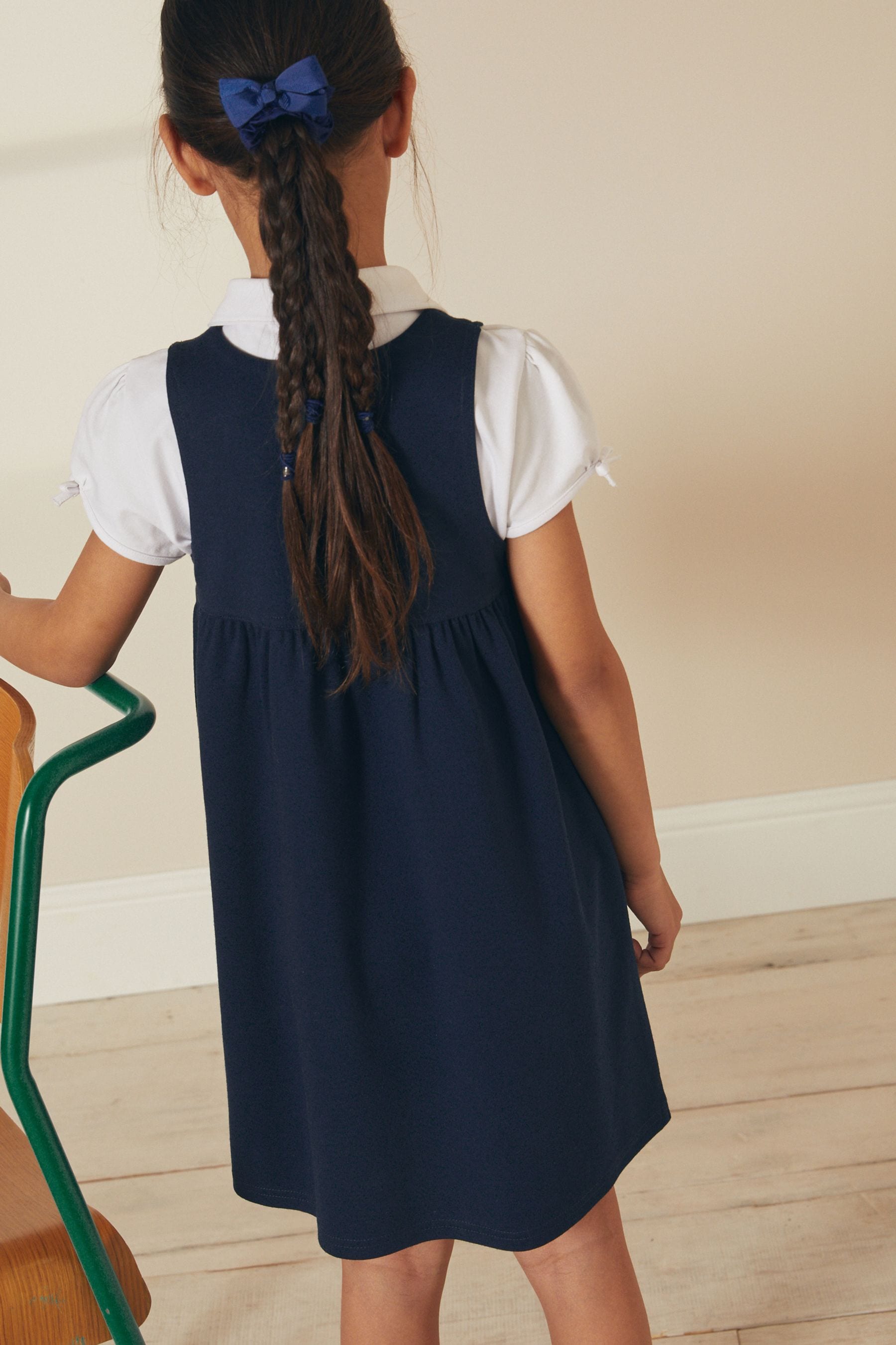 Girls blue pinafore hot sale