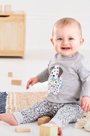 JoJo Maman Bébé Marl Grey Animal Print Extra Thick Baby Leggings - Image 1 of 3