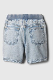 Gap Light Blue Dark Wash Denim Rib Waist Baby Pull On Shorts (6mths-5yrs) - Image 2 of 2