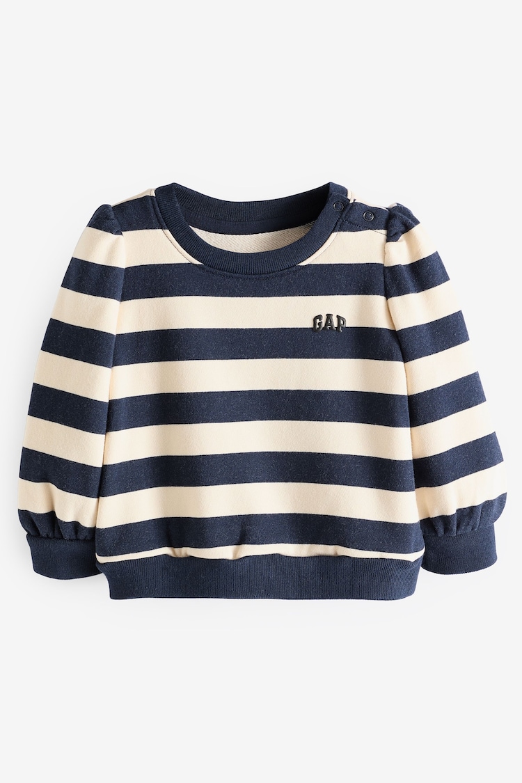 Gap Blue/White Stripe Logo Long Sleeve Crew Neck Sweatshirt (6mths-5yrs) - Image 1 of 4