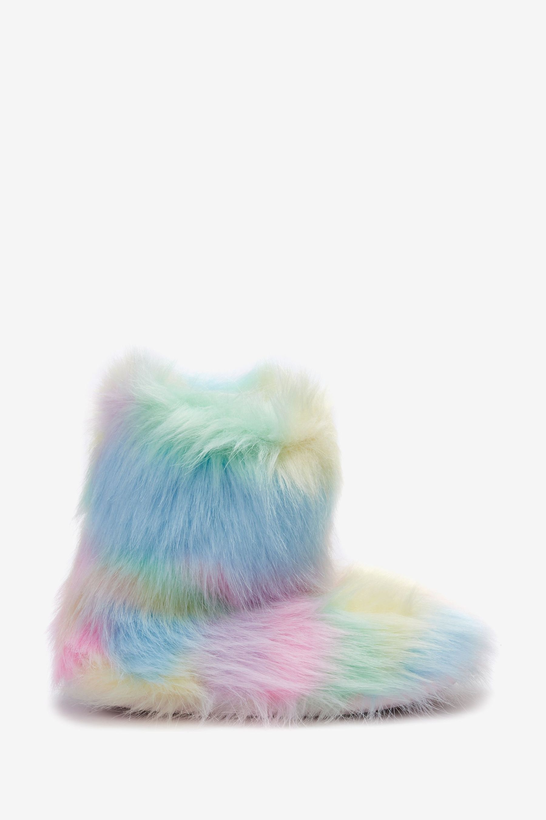 Girls Next Pink Pastel Rainbow Slipper Boots - Pink