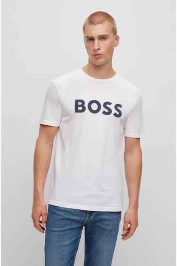 BOSS White/Black Logo Large Chest Logo T-Shirt