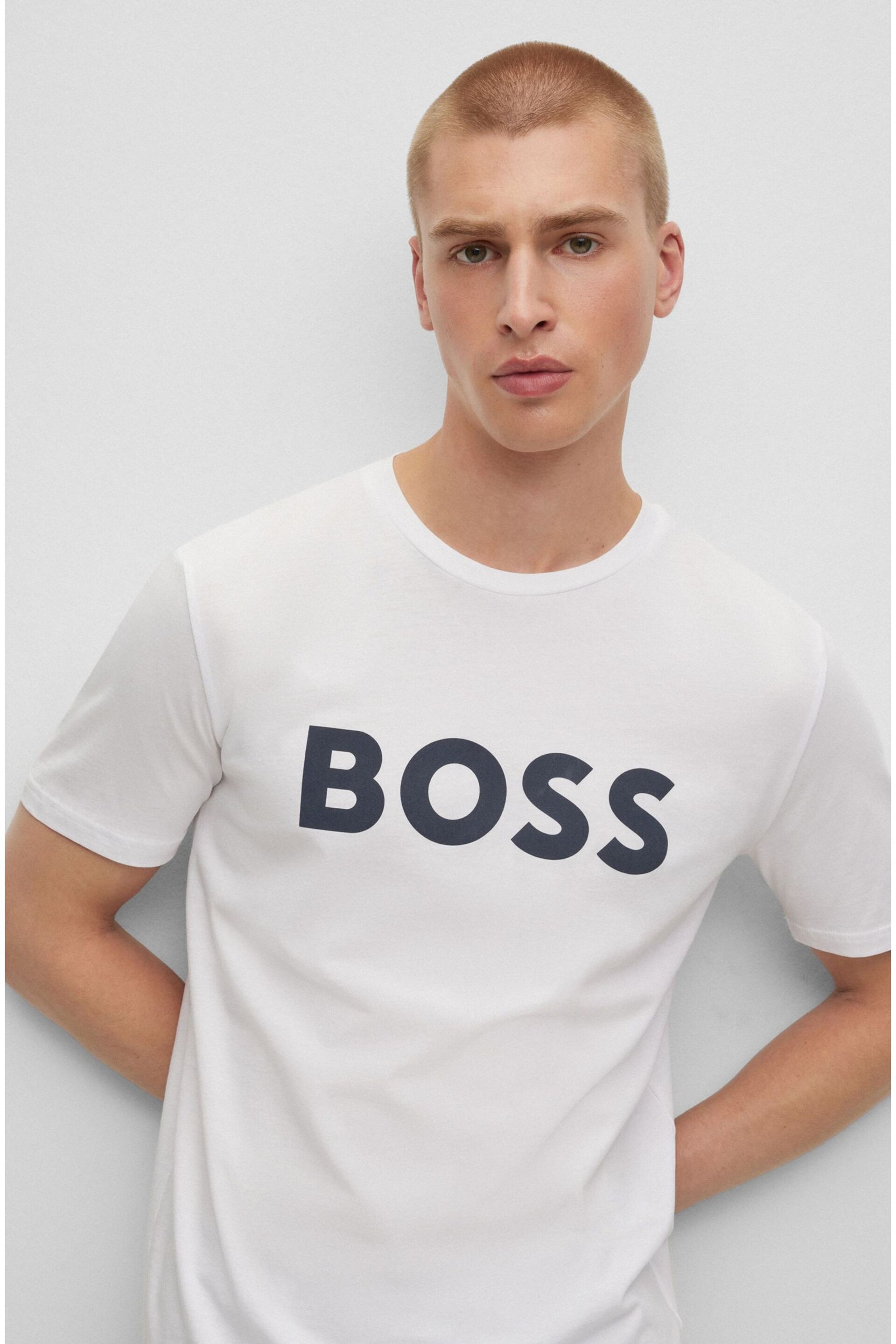 BOSS White/Black Logo Large Chest Logo T-Shirt - Image 4 of 5