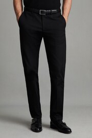 Reiss Black Eastbury Reg Cotton Blend Chinos - Image 1 of 6