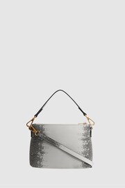 Reiss Grey/White Brompton Leather Double Strap Pouch Bag - Image 4 of 5