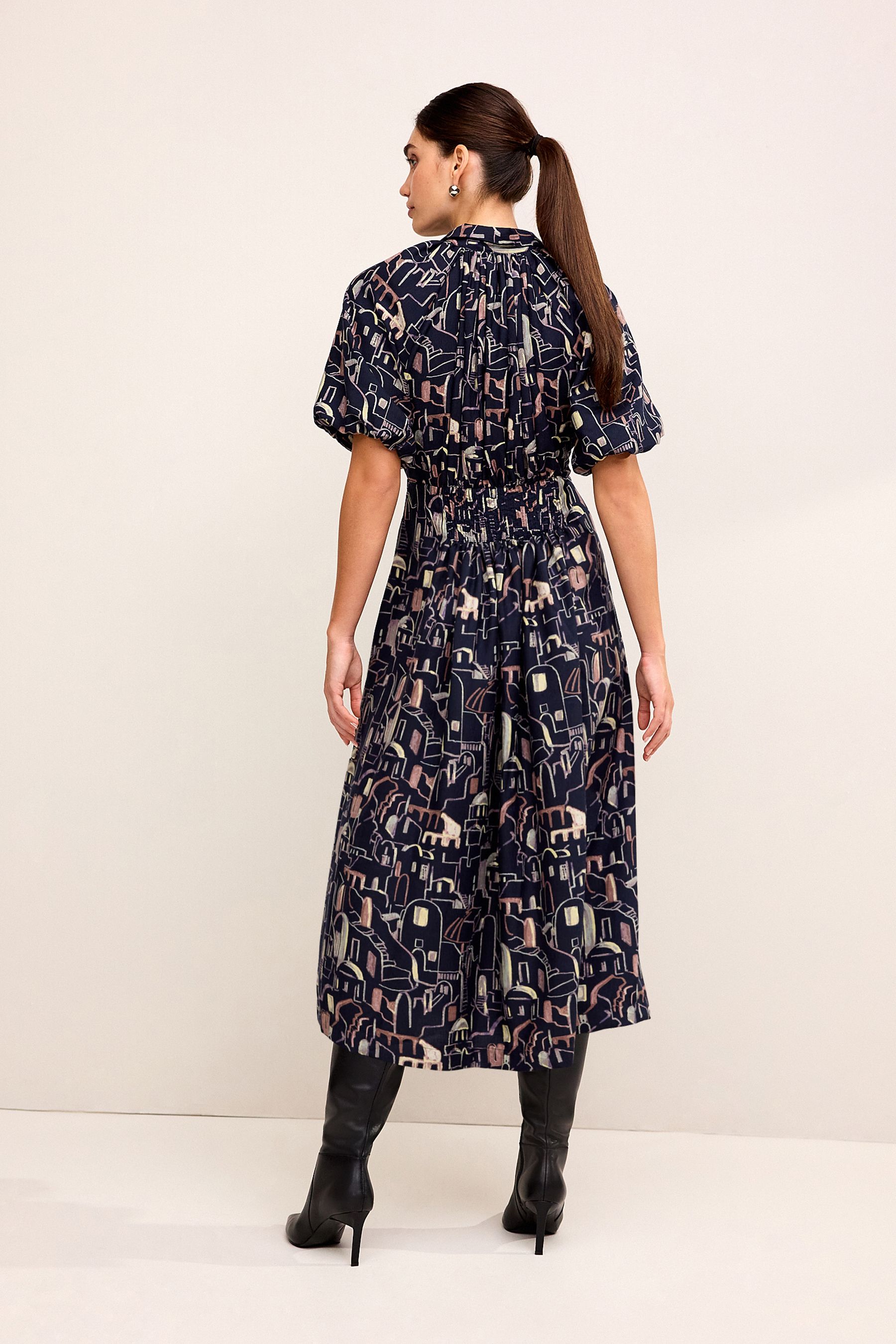 Next navy print dress top