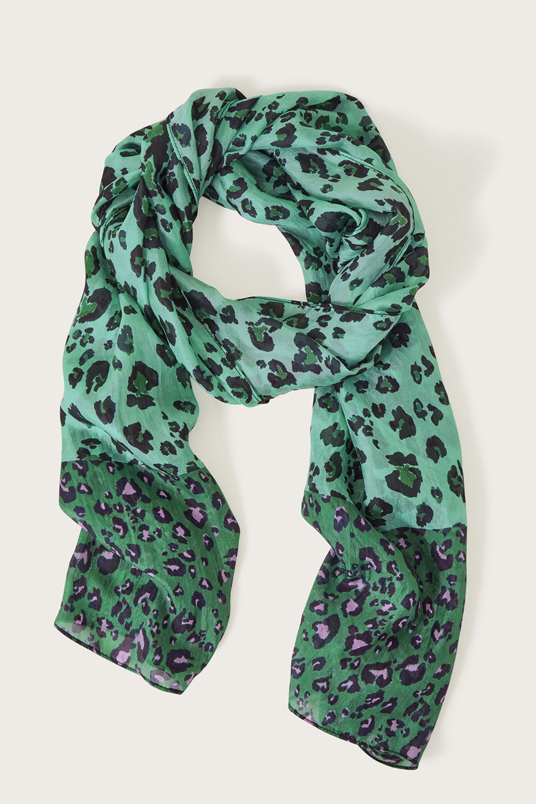 Buy Monsoon Green Animal Print Silk Scarf from Next Luxembourg