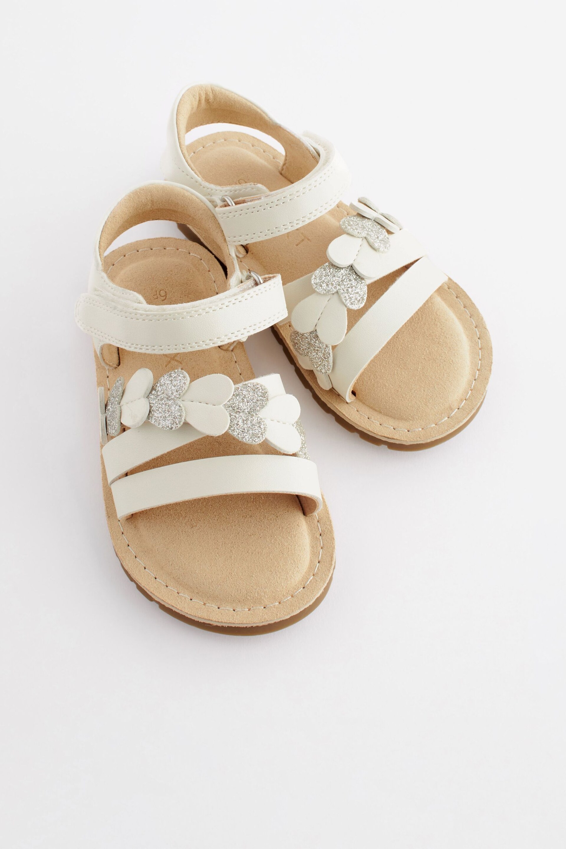 White Wide Fit (G) Heart Sandals - Image 1 of 5