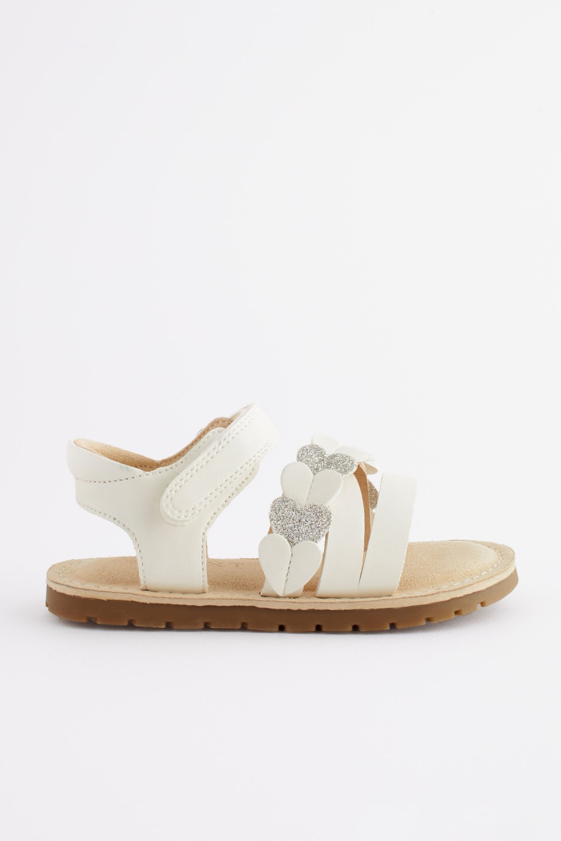 White Wide Fit (G) Heart Sandals - Image 2 of 5