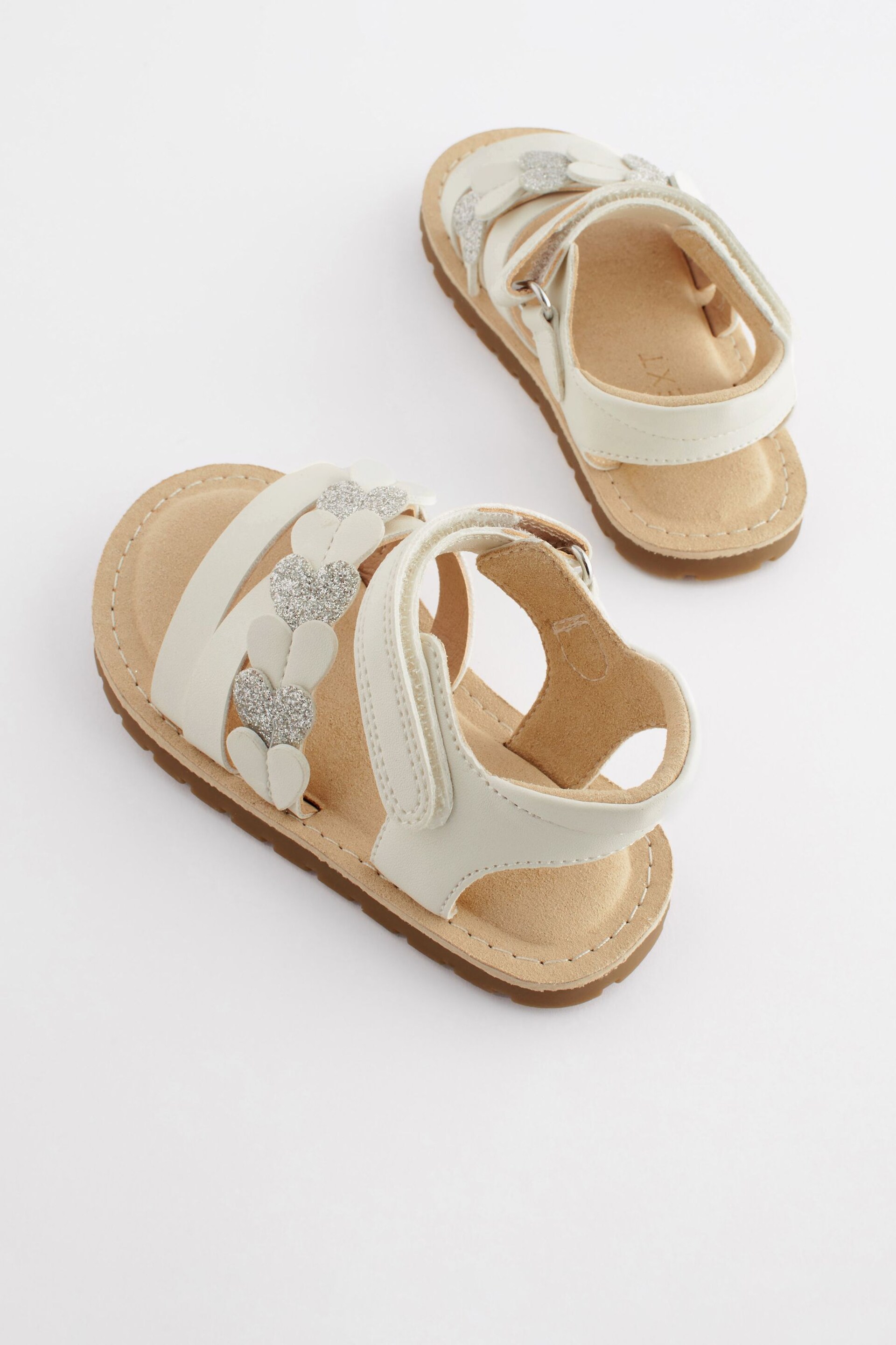White Wide Fit (G) Heart Sandals - Image 3 of 6