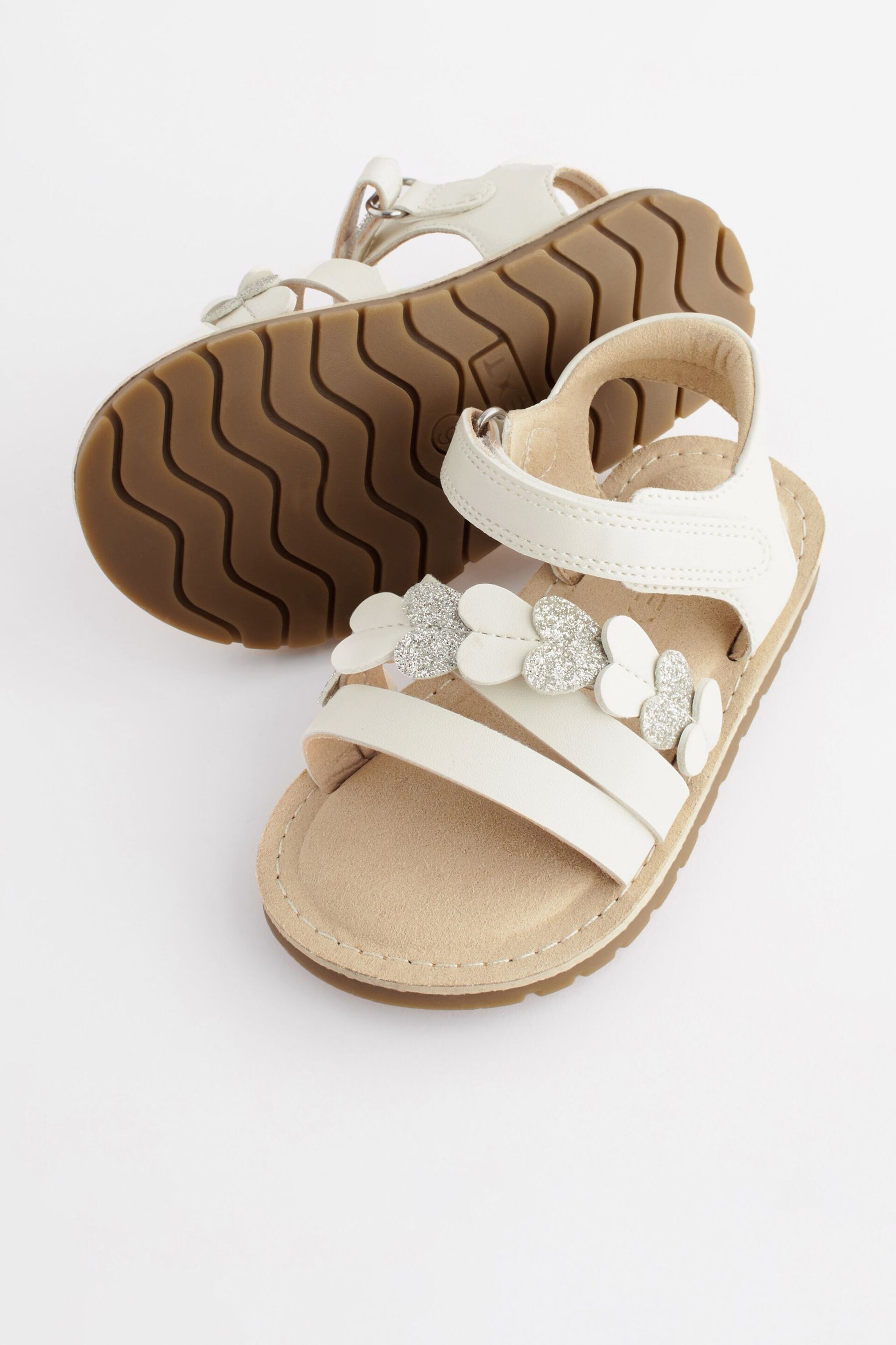 White Wide Fit (G) Heart Sandals - Image 4 of 5