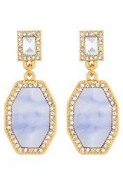 Mood Gold Tone Opal Iridescent Stone Drop Earrings - Image 1 of 3